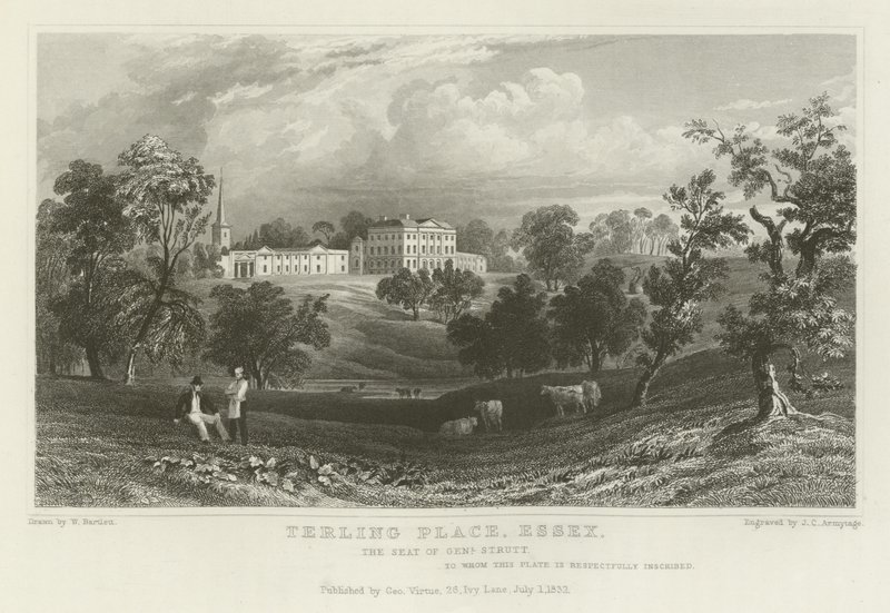 Terling Place, Essex, sæde for general Strutt af William Henry Bartlett