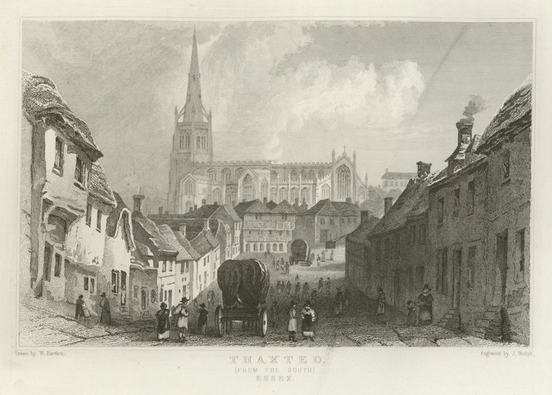 Thaxted, fra syd, Essex af William Henry Bartlett