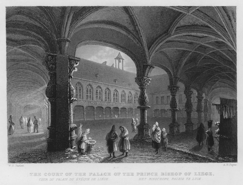 Hoffet til prinsbiskoppens palads af Liège (gravering) af William Henry Bartlett