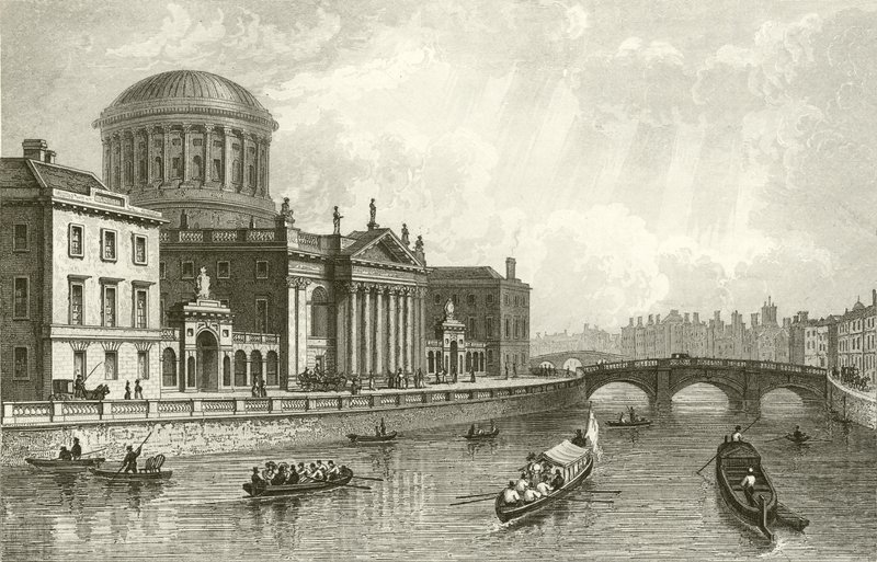 De fire retsbygninger, Dublin af William Henry Bartlett