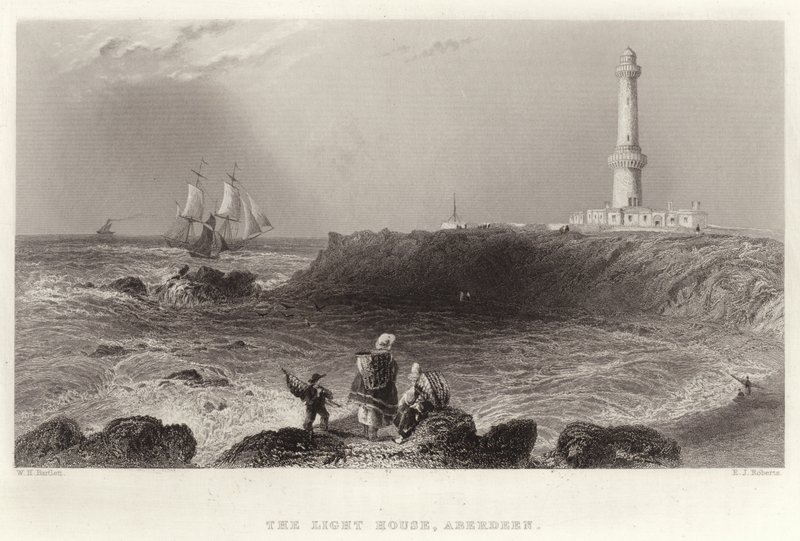 The Light House, Aberdeen af William Henry Bartlett