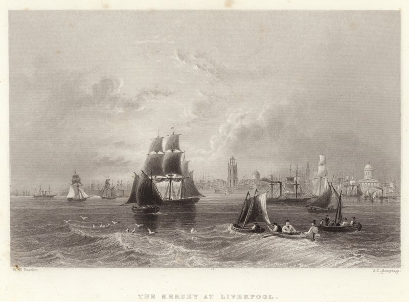 Mersey ved Liverpool af William Henry Bartlett