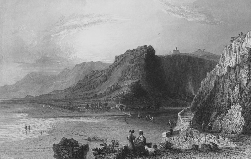 Nahr-el-Kelb, eller Hundens flod, som adskiller patriarkaterne Jerusalem og Antiokia af William Henry Bartlett