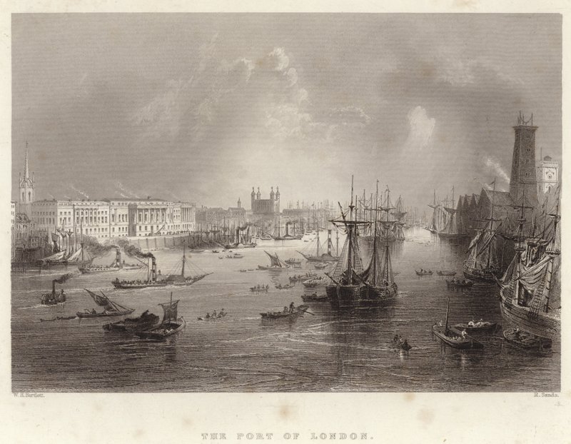 Londons havn af William Henry Bartlett