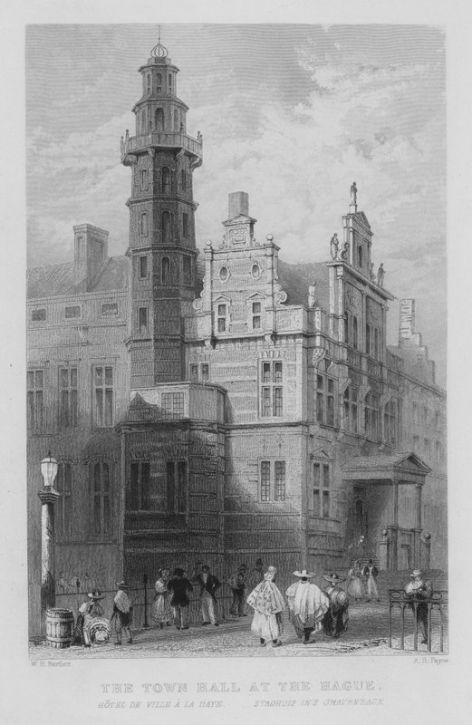 Rådhuset i Haag (gravering) af William Henry Bartlett
