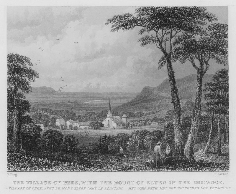 Landsbyen Beek, med bjerget Elten i det fjerne (gravering) af William Henry Bartlett