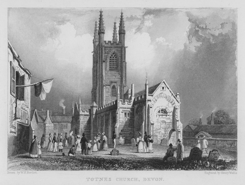 Totnes Church, Devon (gravering) af William Henry Bartlett
