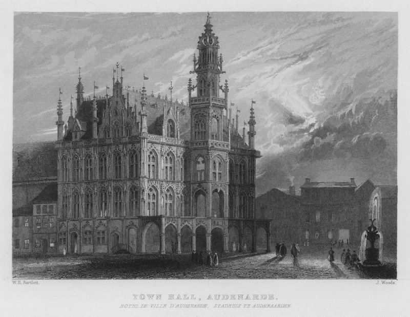 Rådhus, Audenarde (gravering) af William Henry Bartlett