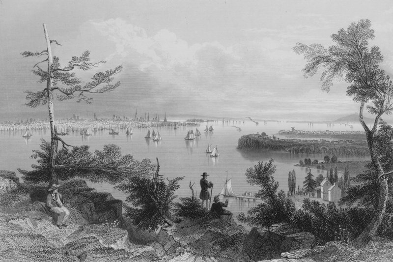 Udsigt over New York, fra Weehawken (gravering) af William Henry Bartlett