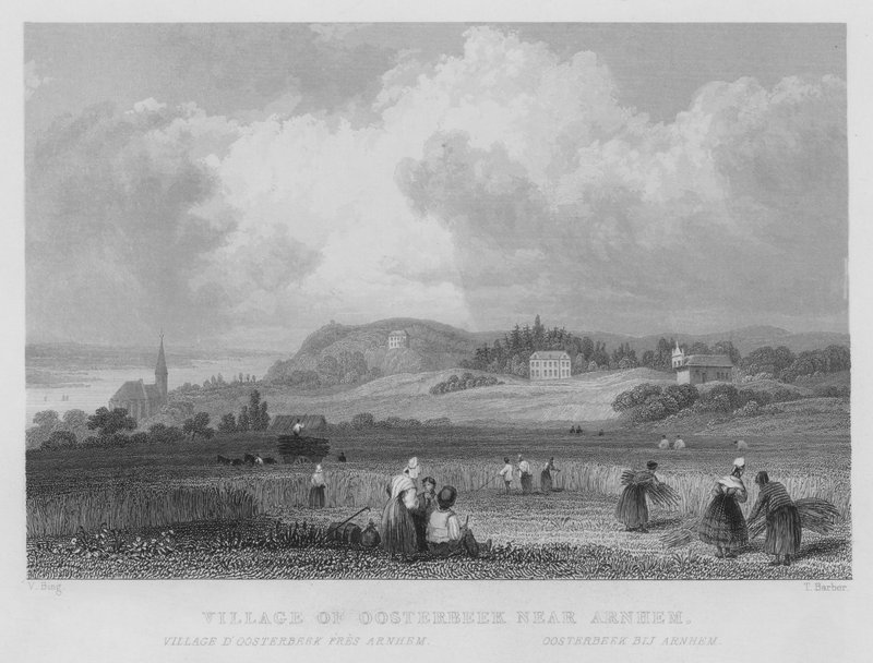 Landsbyen Oosterbeek nær Arnhem (gravering) af William Henry Bartlett