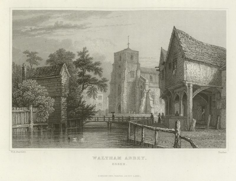 Waltham Abbey, Essex af William Henry Bartlett