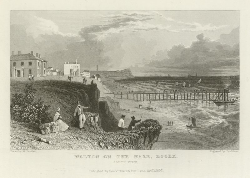 Walton on the Naze, Essex, South View af William Henry Bartlett