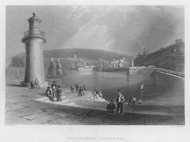 Whitehaven Harbor (gravering) af William Henry Bartlett