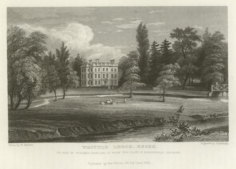 Writtle Lodge, Essex, sæde for Vicesimus Knox, Esquire af William Henry Bartlett
