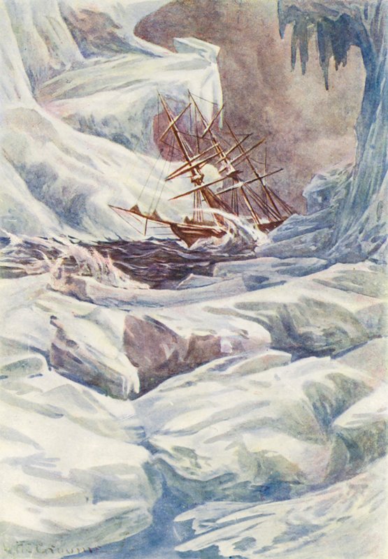 Illustration til The World of Ice or the Whaling Cruise of The Dolphin (farvelitografi) af William Henry Charles Groome