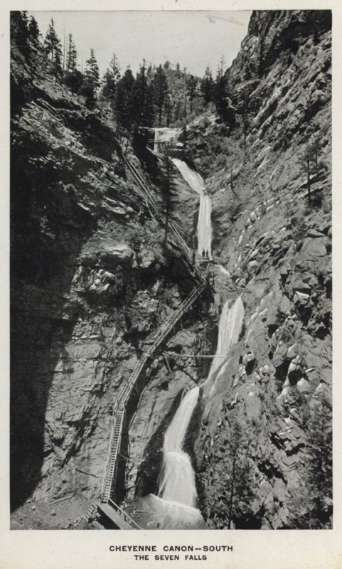 Canyons of Colorado: Cheyenne Canon, South, The Seven Falls (s/h-billede) af William Henry Jackson