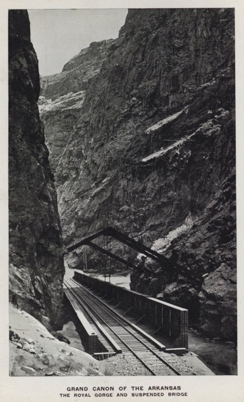 Canyons of Colorado: Grand Canon of the Arkansas, The Royal Gorge og Suspended Bridge (s/h foto) af William Henry Jackson