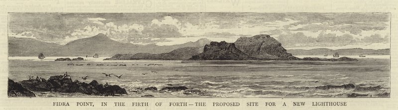 Fidra Point, i Firth of Forth, det foreslåede sted for et nyt fyrtårn af William Henry James Boot