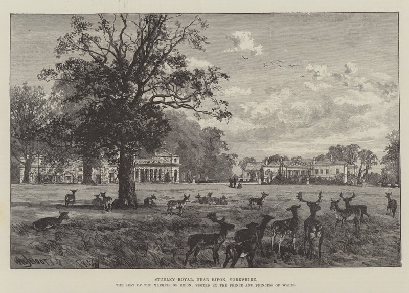 Studley Royal, nær Ripon, Yorkshire, sæde for markisen af Ripon, besøgt af prinsen og prinsessen af Wales af William Henry James Boot