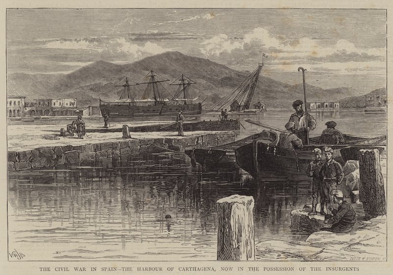 Borgerkrigen i Spanien, havnen i Carthagena, nu i oprørernes besiddelse af William Henry James Boot