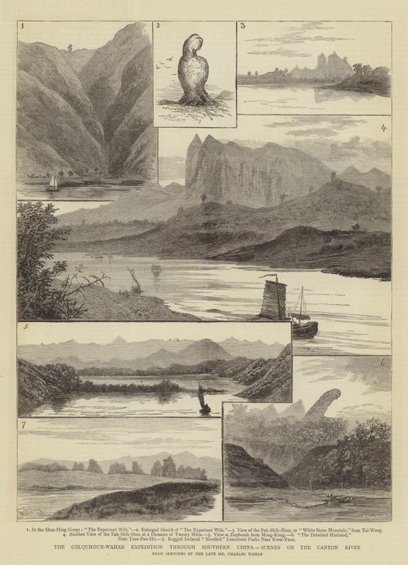 Colquhoun-Wahab-ekspeditionen gennem det sydlige Kina, scener på Canton-floden af William Henry James Boot