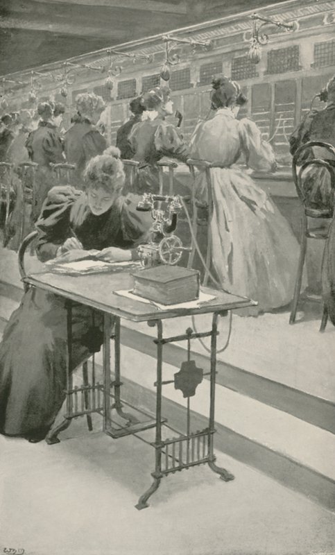 På arbejde i et telefonrum af William Henry Margetson