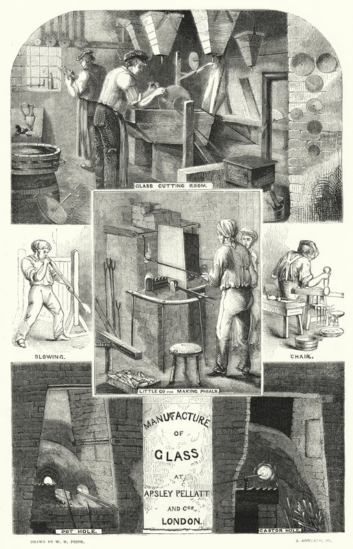 Fremstilling af glas hos Apsley Pellatt and Cos, London (gravering) af William Henry Pike