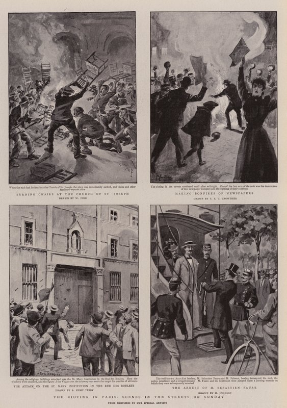 Optøjerne i Paris, Scener i gaderne på søndag af William Henry Pike