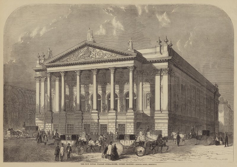 Det nye kongelige italienske operahus, Covent Garden, Edmund Barry, arkitekt af William Henry Prior