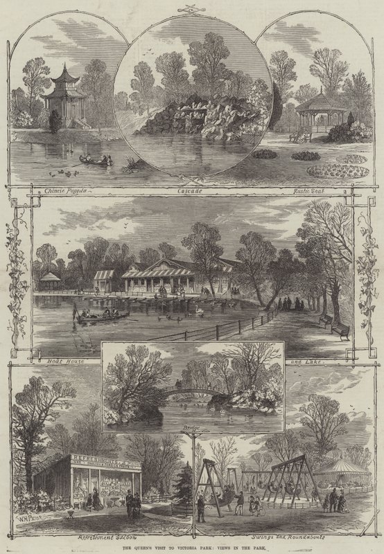 Dronningens besøg i Victoria Park, Udsigt i parken af William Henry Prior