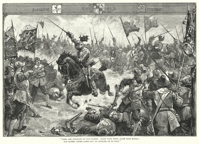 Slaget ved Naseby (gravering) af William Heysham (after) Overend