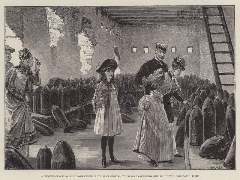 En reminiscens af bombardementet af Alexandria, turister, der inspicerer skaller i Ras-el-Tin-fortet af William Heysham Overend