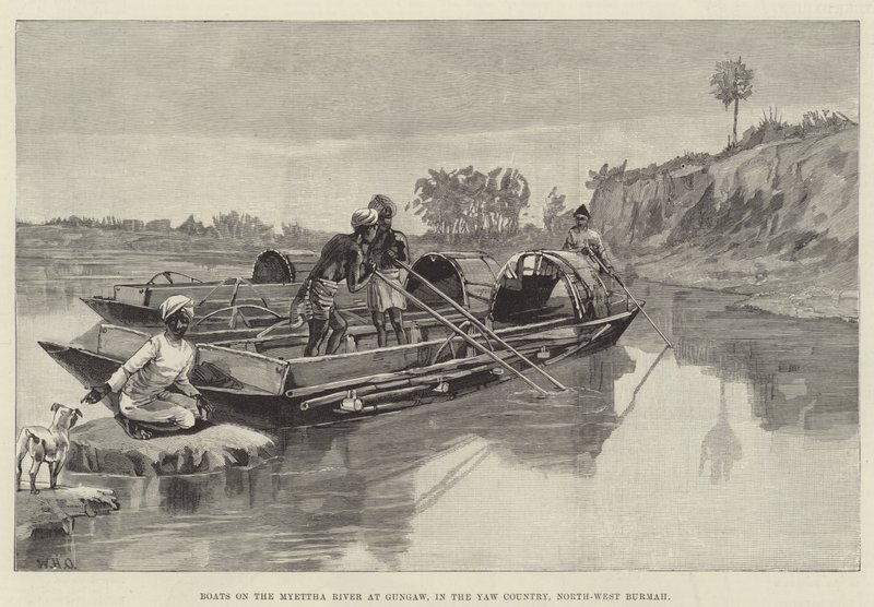 Både på Myettha-floden ved Gungaw i Yaw-området i det nordvestlige Burma af William Heysham Overend
