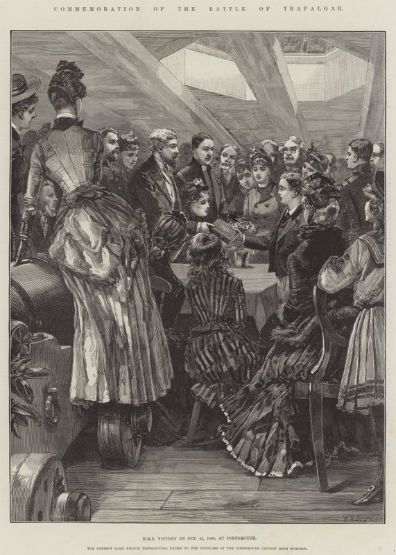 Højtideligholdelse af slaget ved Trafalgar, HMS Victory den 21. oktober 1886, i Portsmouth af William Heysham Overend