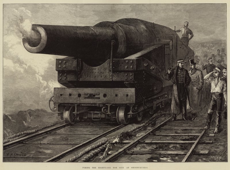 Affyring af 81-tons pistolen mod Shoeburyness af William Heysham Overend