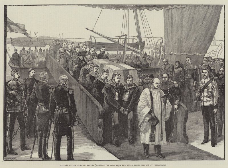 Begravelse af hertugen af Albany, lander liget fra Royal Yacht Osborne i Portsmouth af William Heysham Overend