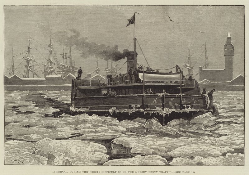 Liverpool under frosten, vanskeligheder i færgetrafikken på Mersey af William Heysham Overend