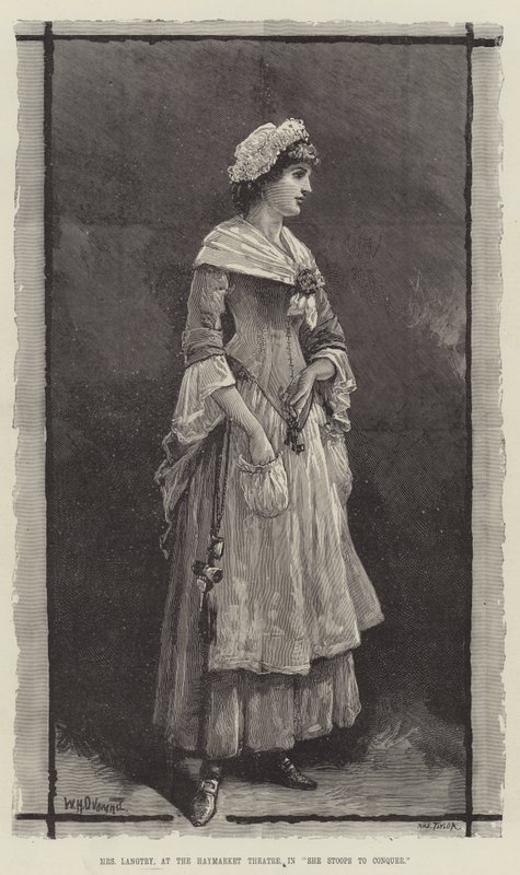Mrs Langtry, på Haymarket Theatre, i She Stoops to Conquer af William Heysham Overend