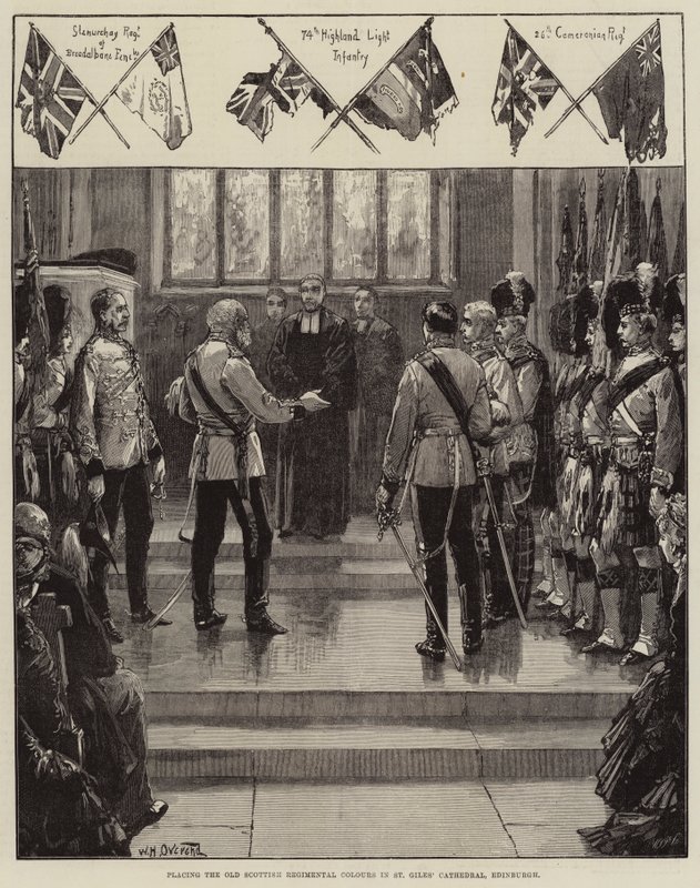 Placering af de gamle skotske regimentfarver i St Giles