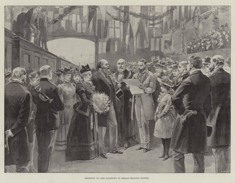 Modtagelse af Lord Salisbury på togstationen i Belfast af William Heysham Overend