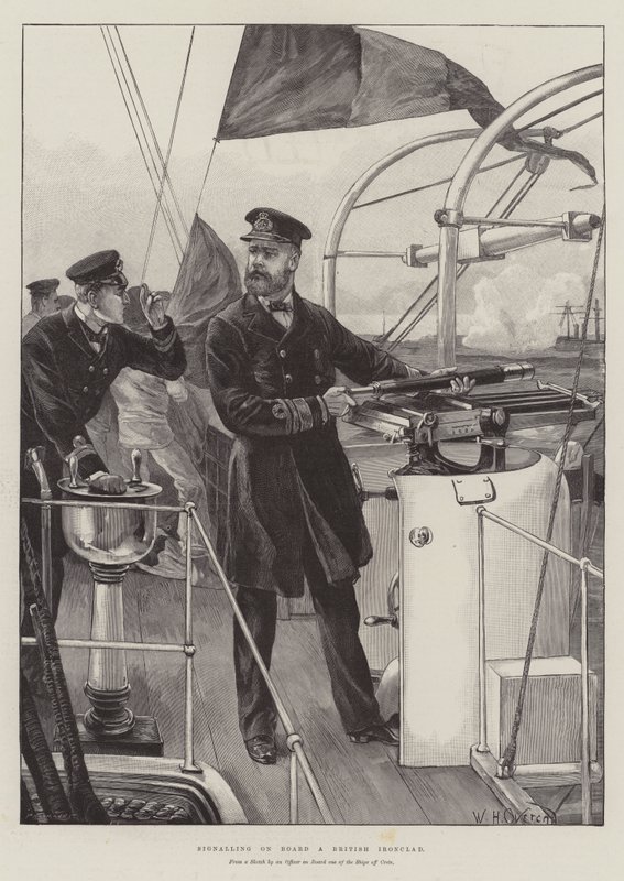 Signalering om bord på et britisk panserskib af William Heysham Overend
