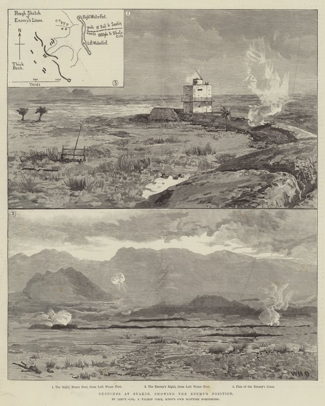 Skitser ved Suakin, der viser fjendens position af William Heysham Overend
