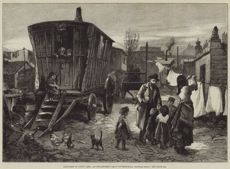 Skitser af sigøjnerlivet, en lejr nær Latimer-Road, Notting-Hill af William Heysham Overend