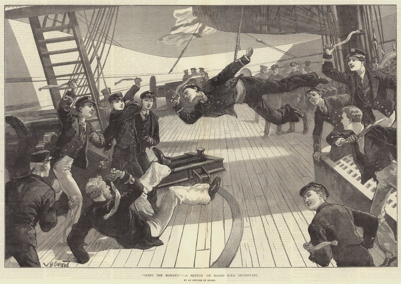 Slyng aben! En skitse ombord på HMS Inconstant af William Heysham Overend