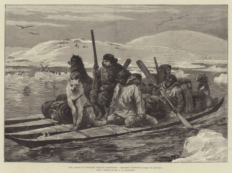 Den amerikanske Franklin Search Expedition, krydser Simpsons Strait i kajakker af William Heysham Overend