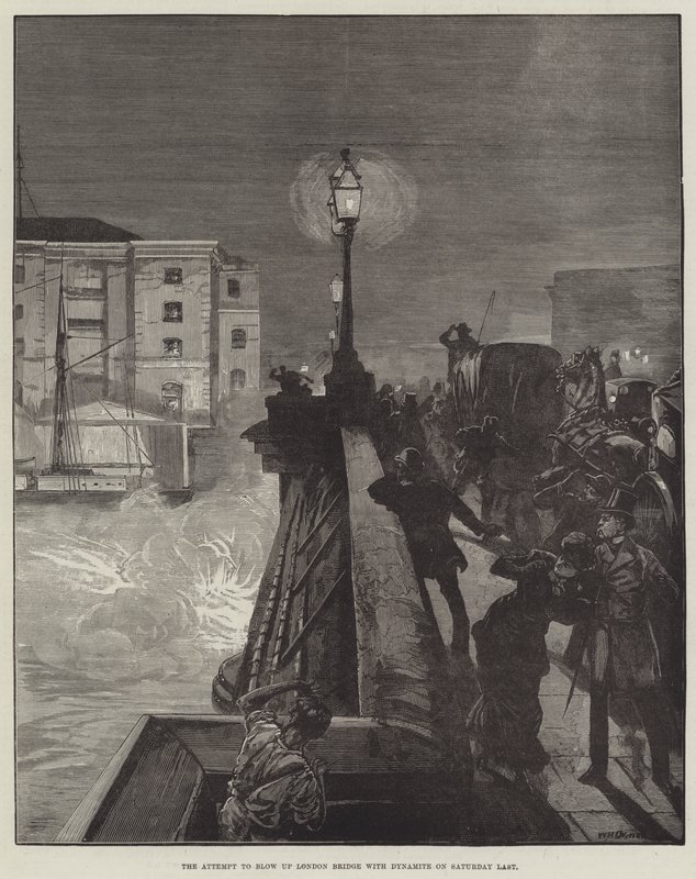 Forsøget på at sprænge London Bridge i luften med Dynamite lørdag sidste af William Heysham Overend