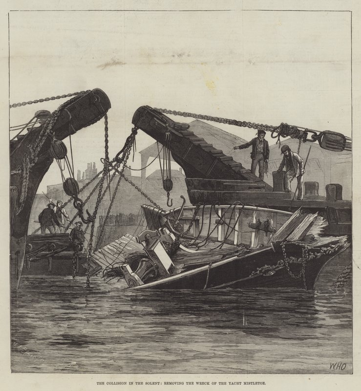 The Collision in the Solent, fjerner vraget af yachtmisteltenen af William Heysham Overend