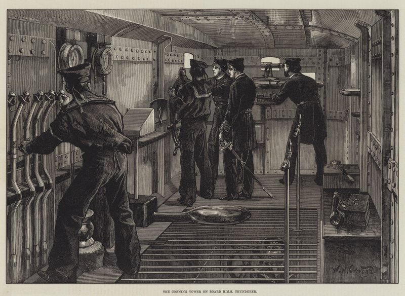 Conning Tower ombord på HMS Thunderer af William Heysham Overend