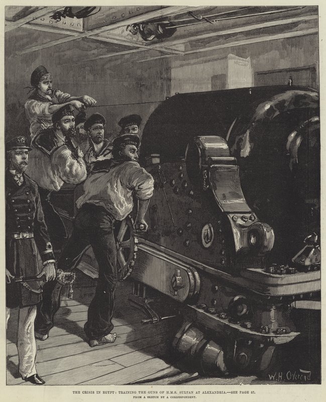Krisen i Egypten, træning af HMS Sultans våben i Alexandria af William Heysham Overend
