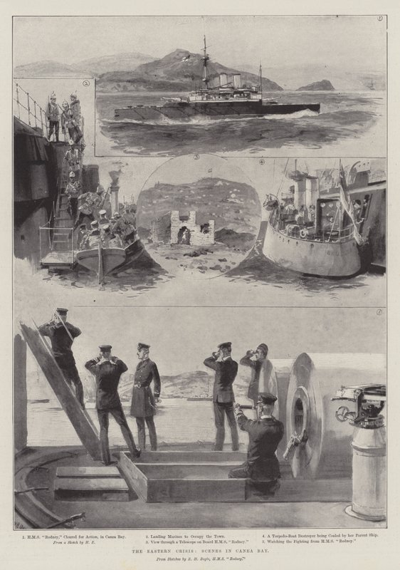 Den østlige krise, scener i Canea Bay af William Heysham Overend
